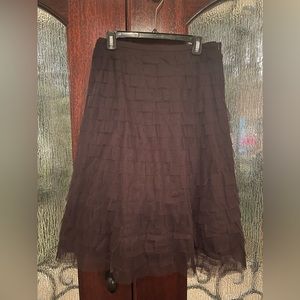 BCBG tulle pleated brown long cocktail skirt size 6